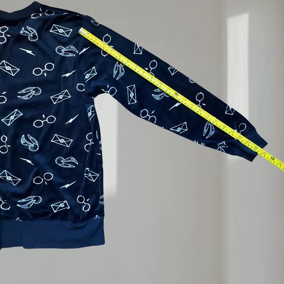 Harry Potter Sweatshirt – Navy Velour Spell Icons Crewneck (Medium) - Picture 4 of 5